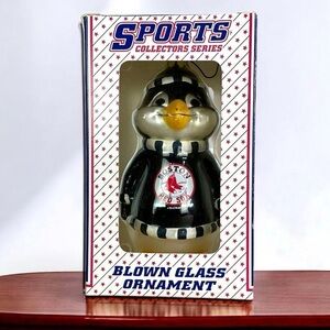 Topperscot Blown Glass MLB Boston Red Sox Penguin Sports Collector Ornament 5.5"